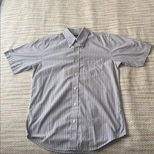 Dockers’ Men's Striped Button-Down Shirt 14 1/2 14.5 Small Brown White
